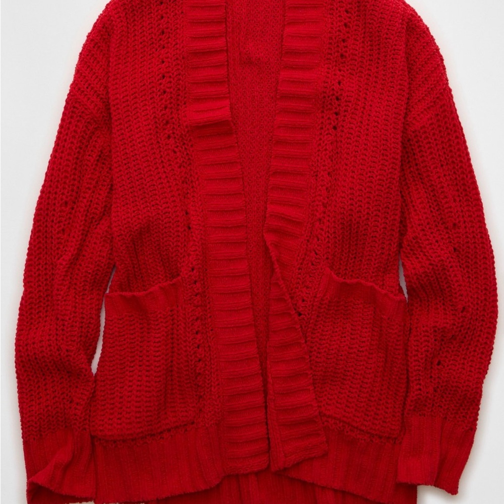 American Eagle Cozy Red Knit Cardigan Sweater Large NWOT Large